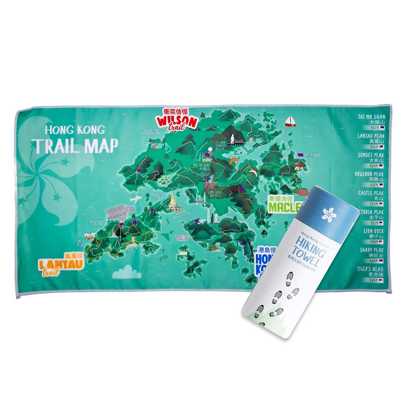 Hong Kong Trail Map Hiking Towel (Green) - Fitness Accessories - Other Man-Made Fibers Green