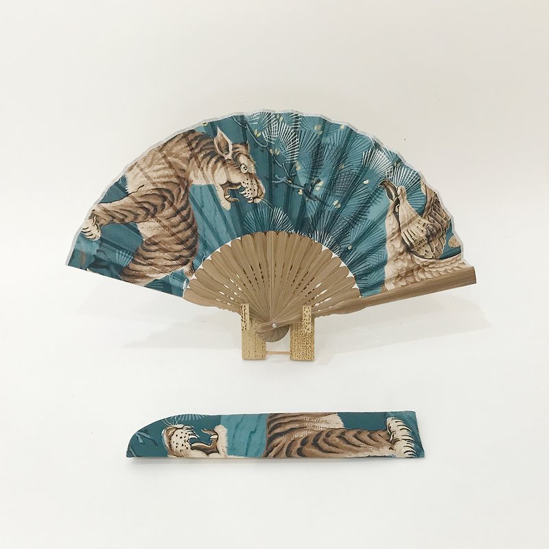 Kimono Fan (Sensu) created by upcycling Japanese Vintage Silk Kimono. #55 - Fans - Silk Blue