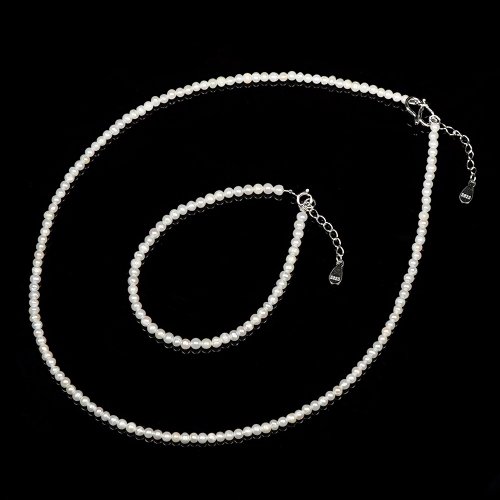 正佳珠寶 Gemsrich Jewelry 【正佳珠寶】 天然淡水珍珠 3mm 珍珠項鍊 珍珠手鍊 珍珠套組