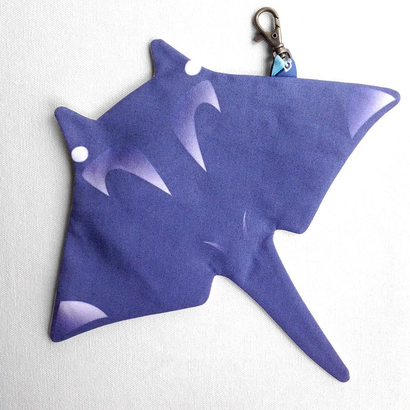 Design No.MR148 - 【Oxford Fabric】Manta Ray Purses#Bluish Violet - กระเป๋าใส่เหรียญ - ผ้าฝ้าย/ผ้าลินิน สีม่วง