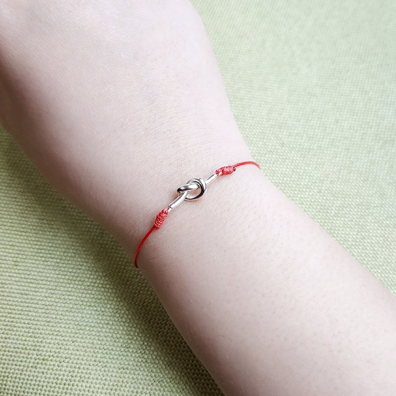 Intimate whispers wishing knot Silver braided bracelet red thread color can be customized customized gift - Bracelets - Sterling Silver Multicolor