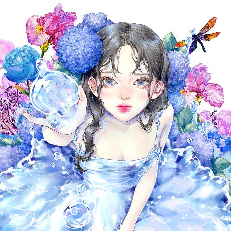 (Fairy of Water) Hydrangea (6Color) - 貼紙 - 紙 多色