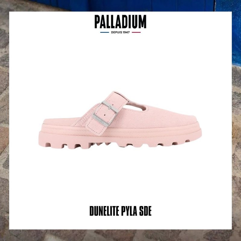PALLADIUM DUNELITE PYLA SDE 麂皮穆勒拖鞋 男女共款 粉 74454 - 拖鞋 - 其他材質 