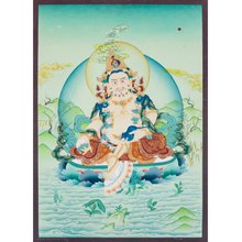 緑財神 アクセサリー 手描き タンカ 仏教美術 守護 お守り 開運 厄除け