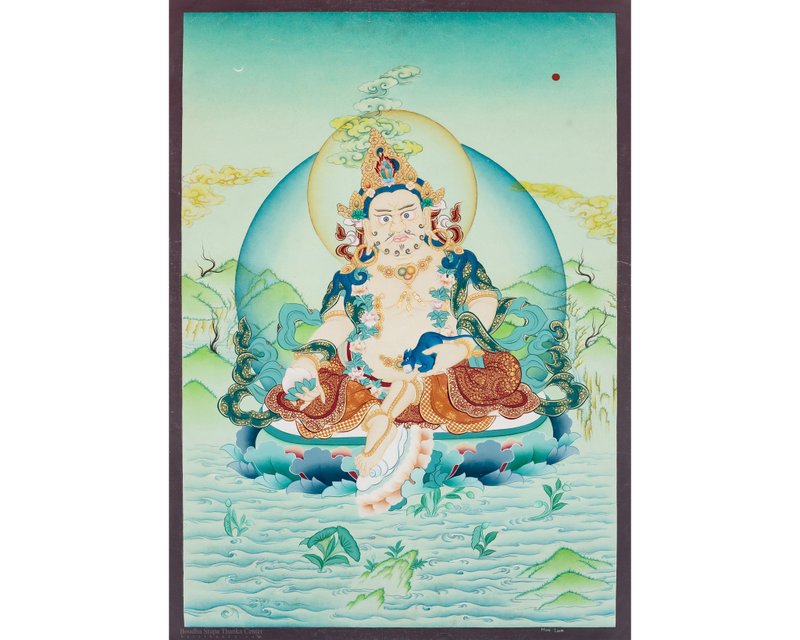 手繪財神贊巴拉唐卡 | 西藏財富之神  象徵繁榮與富足 - 壁貼/牆壁裝飾 - 其他材質 多色