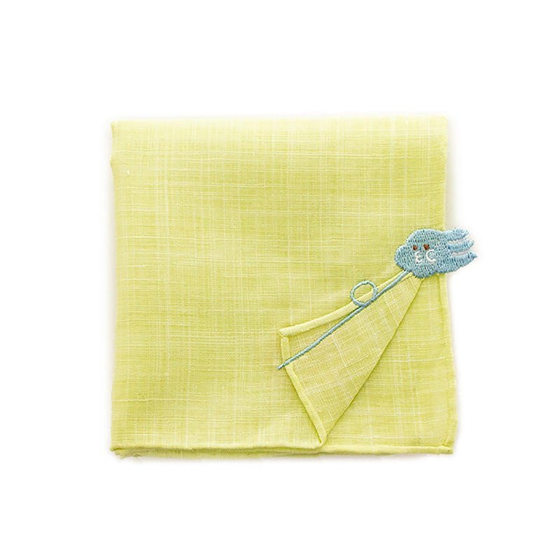 HIKKOMI North Wind and Sun Handkerchief 41 x 41 cm 50% cotton 50% linen Made in Japan Gift - ผ้าเช็ดหน้า - ผ้าฝ้าย/ผ้าลินิน สีเขียว