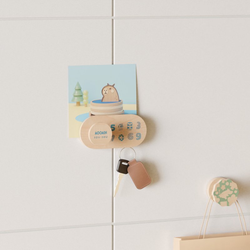 【Pinkoi x Moomin x SOU・SOU】LIMITED EDITION Multi-functional Magnetic Hook - Hangers & Hooks - Wood Multicolor