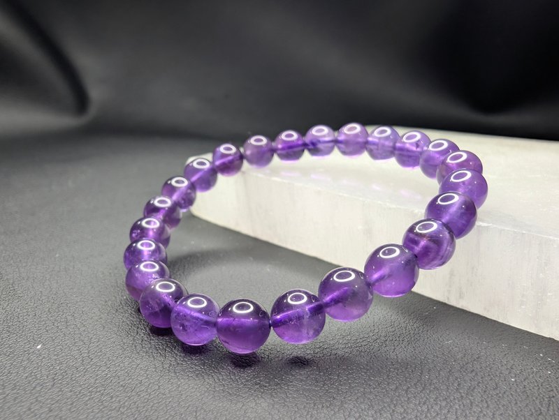 紫水晶 Amethyst 7.5mm 手串 手鍊 天然水晶 水晶 - 手鍊/手環 - 水晶 紫色