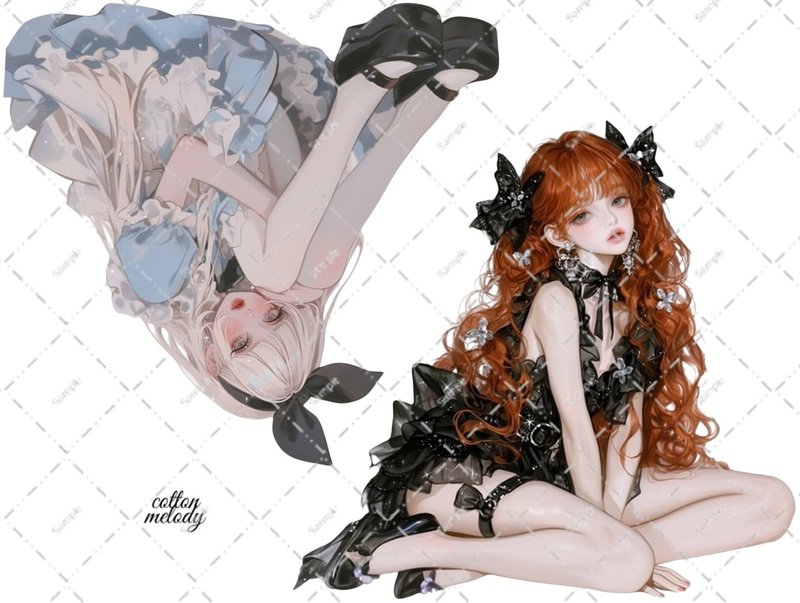 original sticker no.5821 人物ステッカー オリジナルステッカー 人物ステッカー 女の子ステッカー オリジナル人物ステッカー - 貼紙 - 紙 
