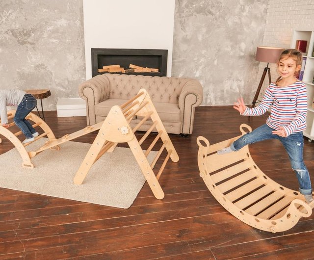Climbing set Balancing board Activity gym Montessori gym Baby WoodAndHearts Pinkoi