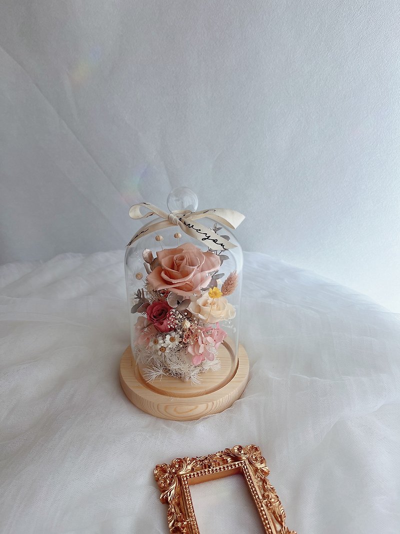 Glass Flower Cup Eternal Rose Milk Tea Series Dried Flower Gift Mother's Day Teacher's Birthday Graduation - Dried Flowers & Bouquets - Plants & Flowers Multicolor