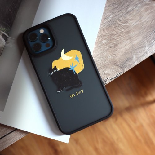 INJOY mall iPhone 16/15 手機殼∣星空黑貓 磨砂 MagSafe 磁吸防摔手機殼