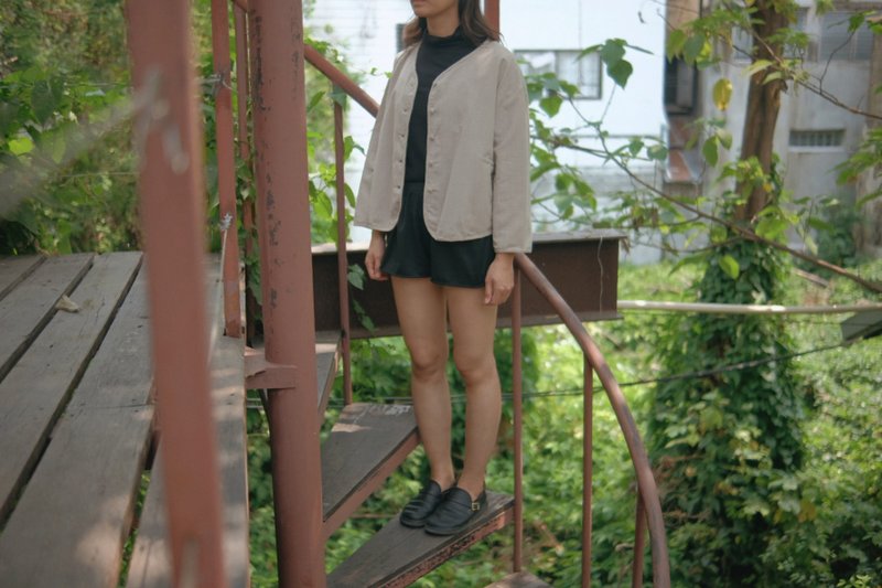 W.Jacket | Natural Wood Bark Dyed | Hand Woven cotton - 女大衣/外套 - 棉．麻 卡其色