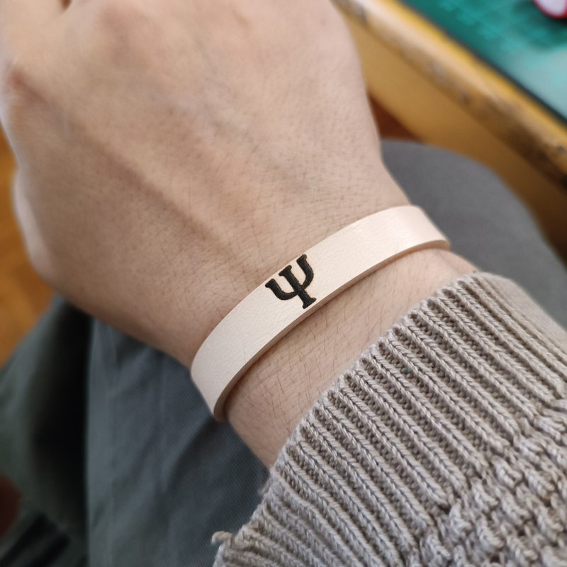 Greek Letters Bracelet with free underside message, Graduation Gift Idea - 手鍊/手環 - 真皮 多色