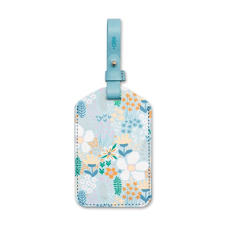 Lightweight leather luggage tag-Aqua Blue Flower Dance - Luggage Tags - Other Materials 