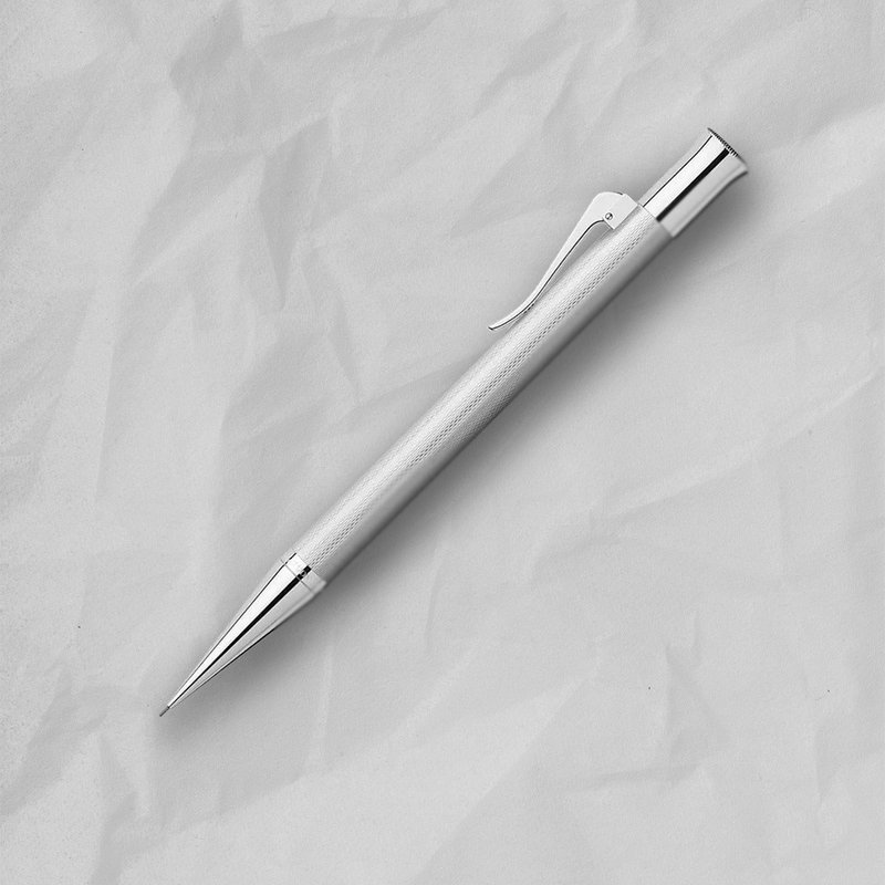 【Graf von Faber-Castell】 繩紋飾 自動鉛筆-鍍銠金屬 - 鉛筆/自動鉛筆 - 樹脂 銀色