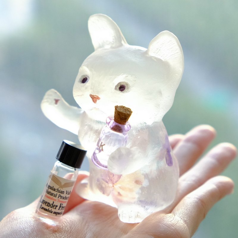 【Floral Milkmaid Cat】Natural Essential Oil USA Aroma Stone - 香氛蠟燭/燭台 - 植物．花 紫色