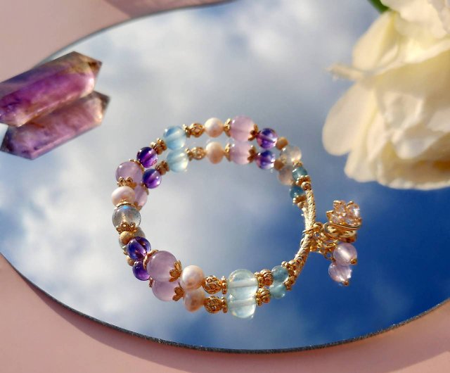 Crystal Gemstone Real Hydrangea Bracelet