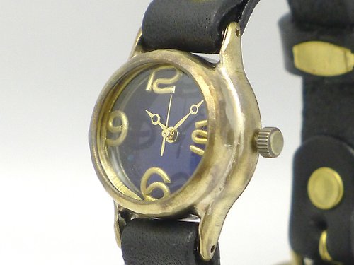 手作り時計 渡辺工房 Hand Craft Watch "Watanabe-KOBO" Lady on Time-B ブルーダイアル 手作り時計 HandCraftWatch Lady's Brass (305B BL/BK)
