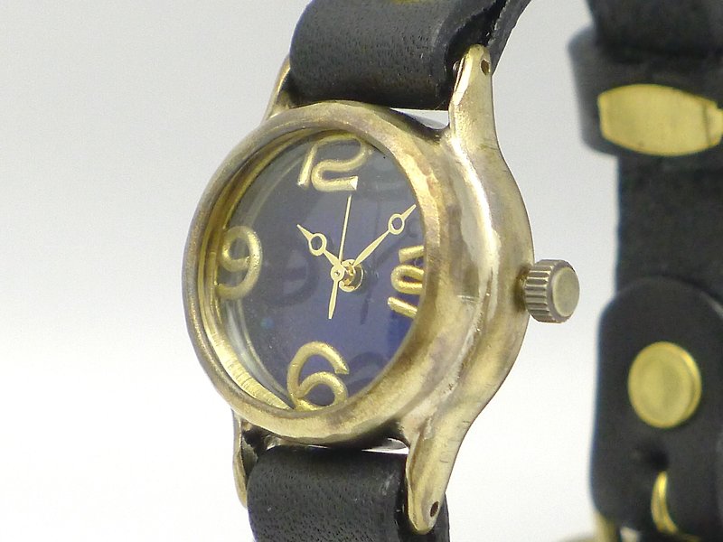 Lady on Time-B Blue Dial HandCraftWatch Lady's Brass (305B BL / BK) - นาฬิกาผู้หญิง - เครื่องเพชรพลอย สีน้ำเงิน