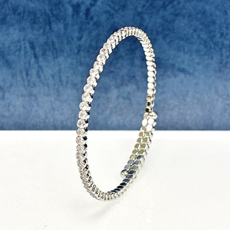 Edith & Jaz • 小圓邊鋯石手鐲 - 手鍊/手環 - 銅/黃銅 銀色