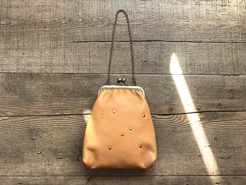 POPO │ milk color │ │ gold handbags │ genuine leather - Handbags & Totes - Genuine Leather Brown