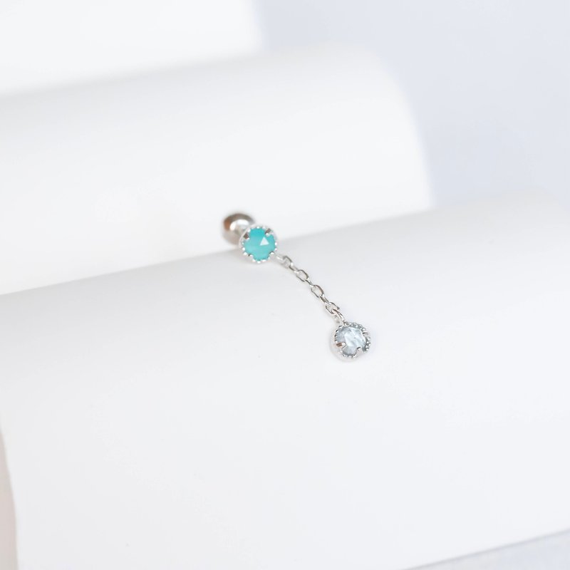 Blue topaz mix Stone Stone sterling silver temperament pendant bead earrings