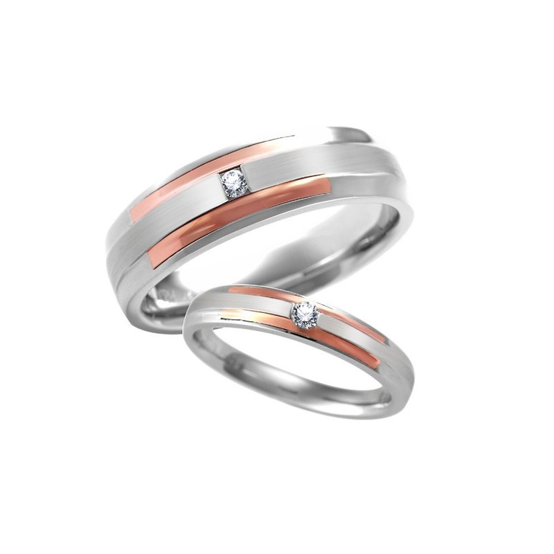 專寵.愛情 鑽石K金白鋼對戒  結婚對戒 - 對戒 - 鑽石 銀色
