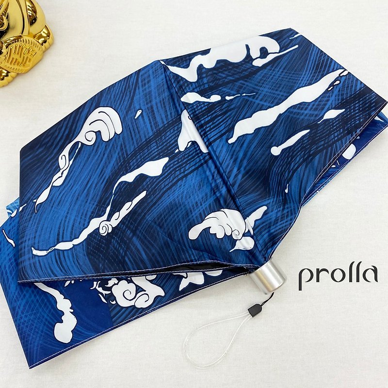 Summer Colorful Flower Series | JAPAN Waves | Anti-UV Full Blackout Black Plastic Umbrella | Sunshade Folding Umbrella - Umbrellas & Rain Gear - Waterproof Material Blue