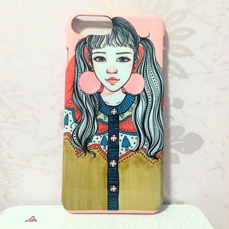 Qinky's Red Single Phone Case [customizable / composition creative gift / hand-painted / birthday gift / Valentine's Day gift] - อื่นๆ - พลาสติก 