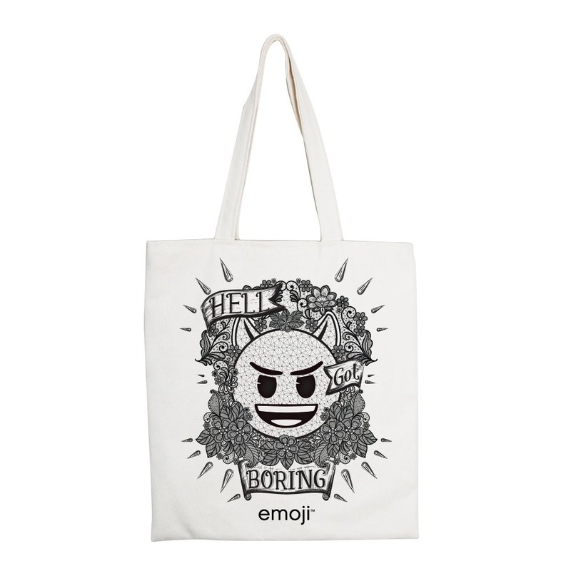 emoji表情符號授權-手提購物包(米白/麻黃),EM02 - 手提包/手提袋 - 棉．麻 黑色