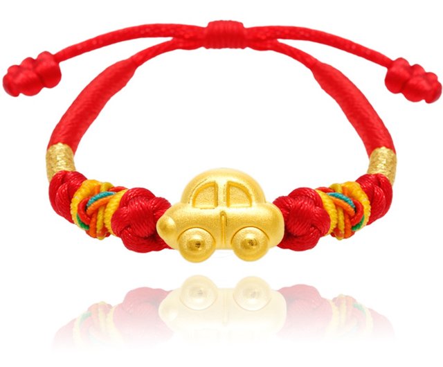 24K Gold Red Cord Bracelet Set