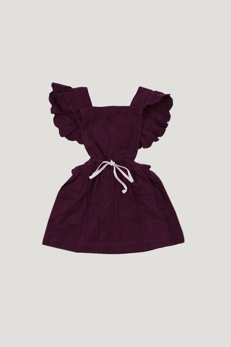JK 綁帶小洋裝 無花果色 - 其他 - 棉．麻 紫色