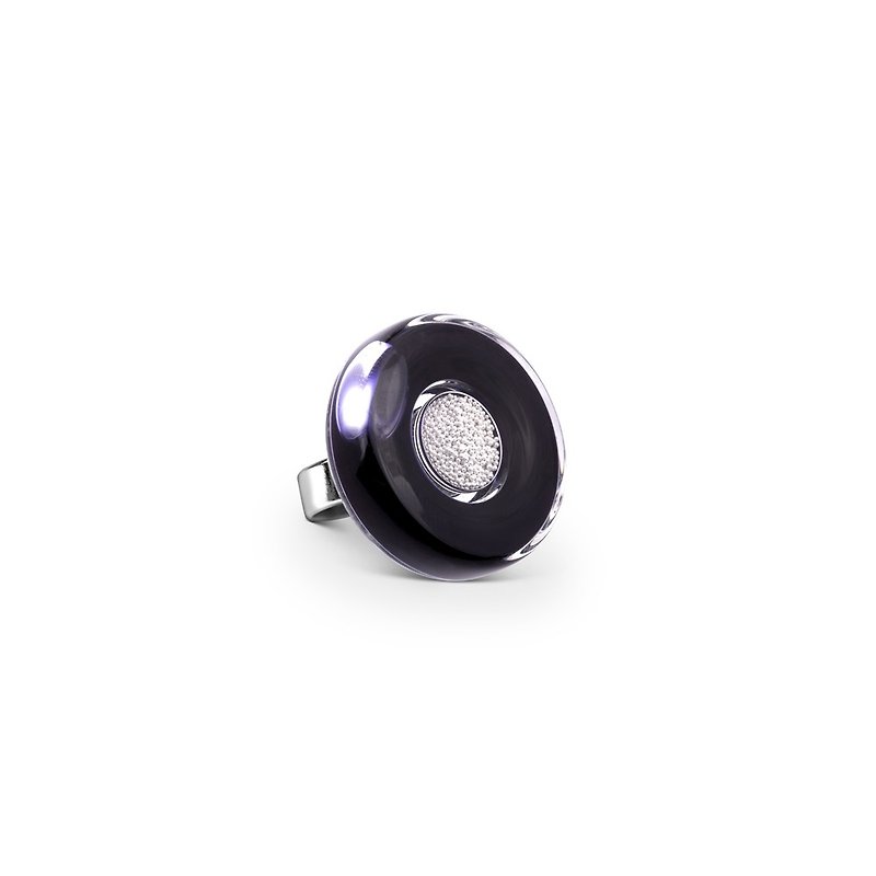 Glass Ring – Mini Duo Glass Ring (Black / Silver) - แหวนทั่วไป - แก้ว สีดำ