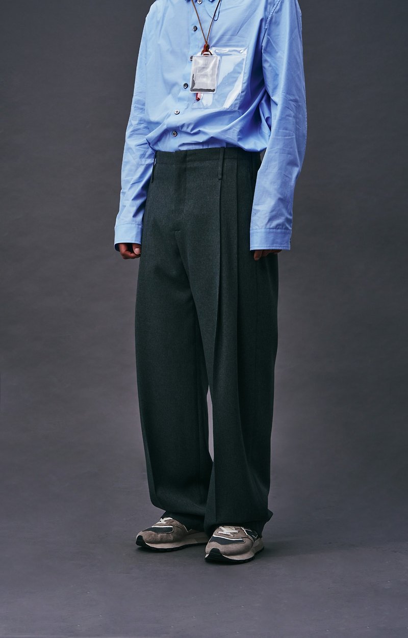 【pre-order】 esoteria men's double pleated trousers - Dante - Men's Pants - Wool Gray