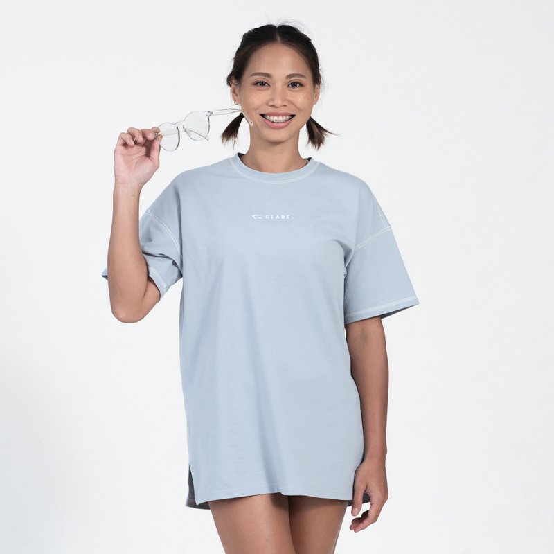 Rest Day | Oversize 上衣 (青石藍) - 女運動上衣/背心 - 棉．麻 藍色