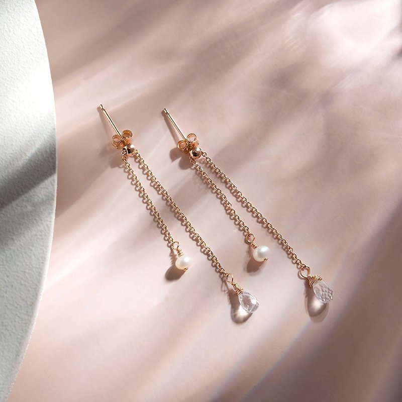 Waterdrop Blue Moonstone Pearl 14k Gold Pack Earrings Gift - Earrings & Clip-ons - Crystal White