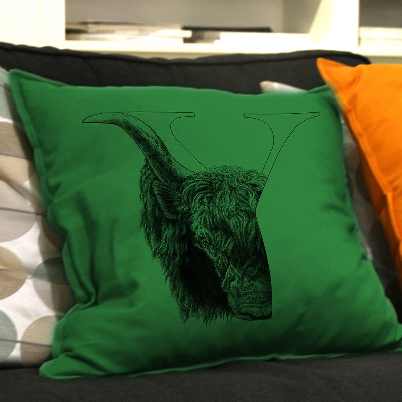 Yak yak hand-painted letter pillow - Pillows & Cushions - Cotton & Hemp Multicolor