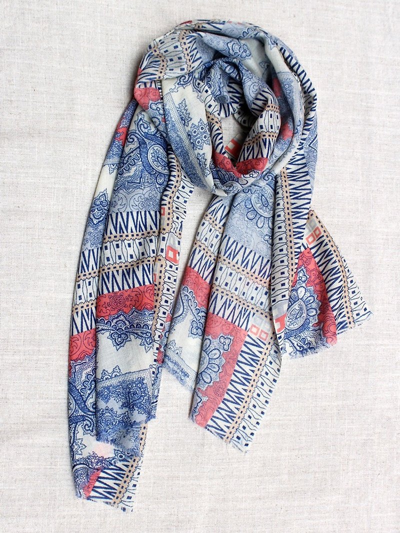 [Spot] exotic wind pure wool scarf - Scarves - Wool Blue