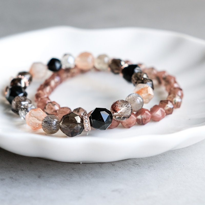 Celestial Harmony Bracelet Moonstone Smoky quartz Designer Bracelet - Bracelets - Crystal Brown