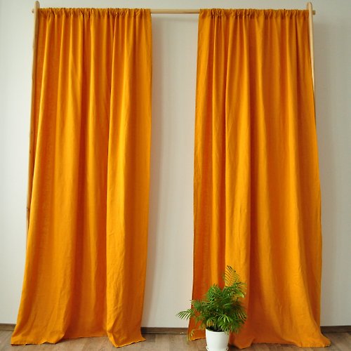 True Things Turmeric regular and blackout linen curtains / Custom curtains / 2 panels