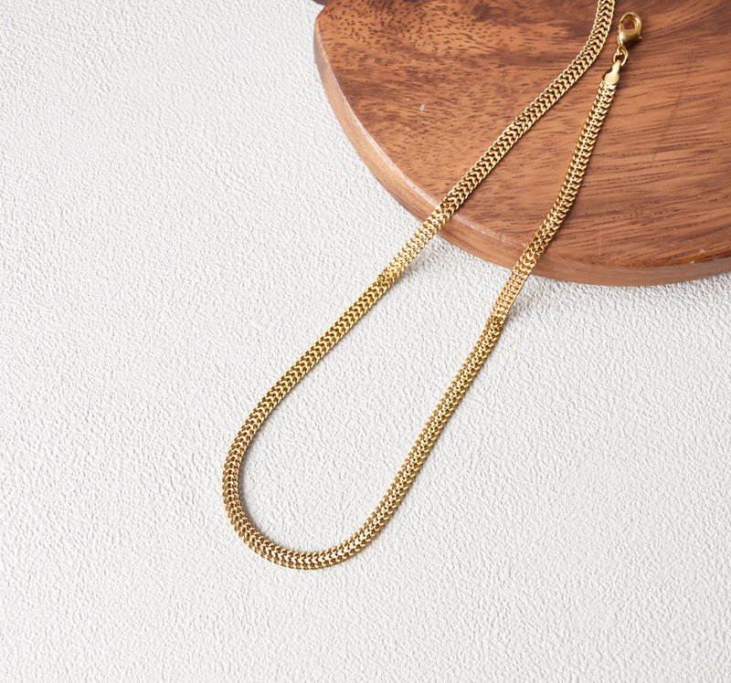 歐美時尚格紋蛇骨項鍊 - 項鍊 - 銅/黃銅 金色