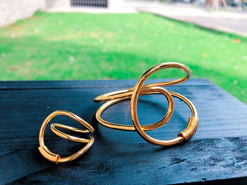 領金者工藝設計工作室 999純銀 黃銅電鍍 無限循環手環