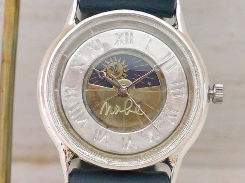 手作り時計 渡辺工房 Hand Craft Watch "Watanabe-KOBO" S-WATCH2-SV-S&M ローマ數字 32mm Silver925 Sun&Moon 手作り腕時計 (207SV-S&M ローマ)