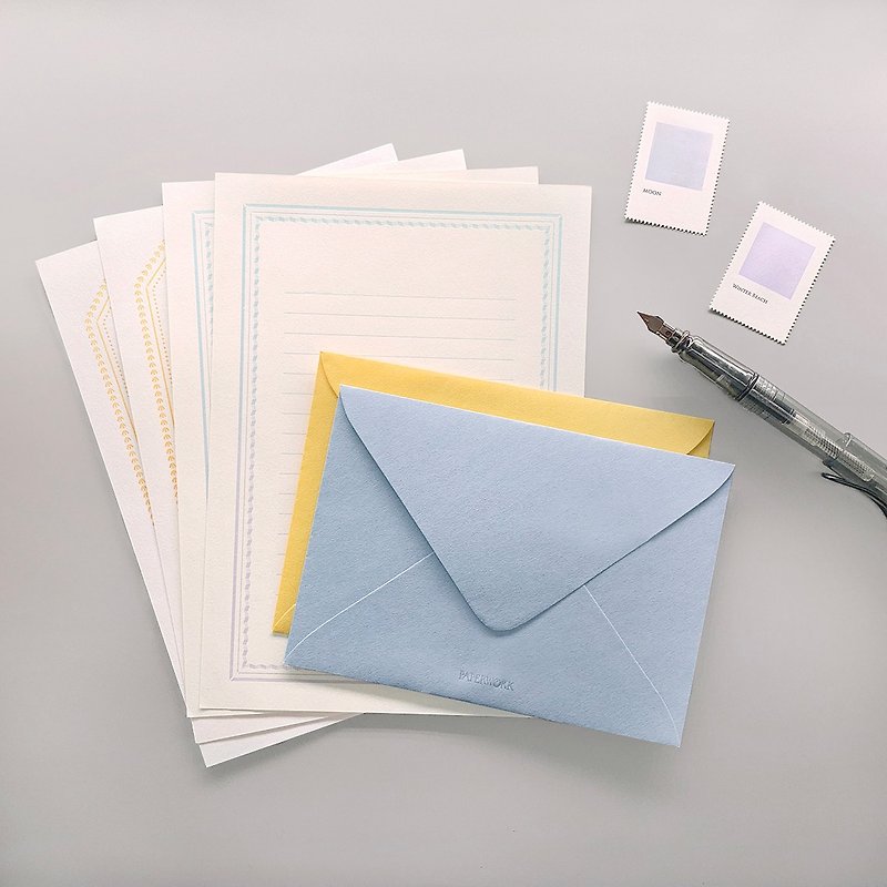 Letterpress gradient letter paper set - ซองจดหมาย - กระดาษ ขาว