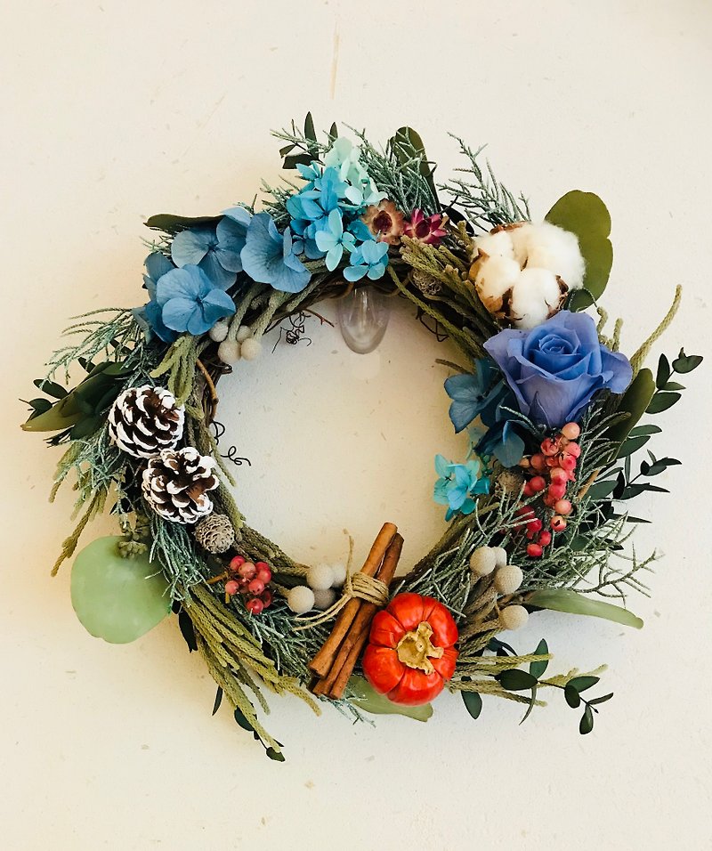 Non-withered Christmas wreath - blue line - ตกแต่งต้นไม้ - พืช/ดอกไม้ สีน้ำเงิน