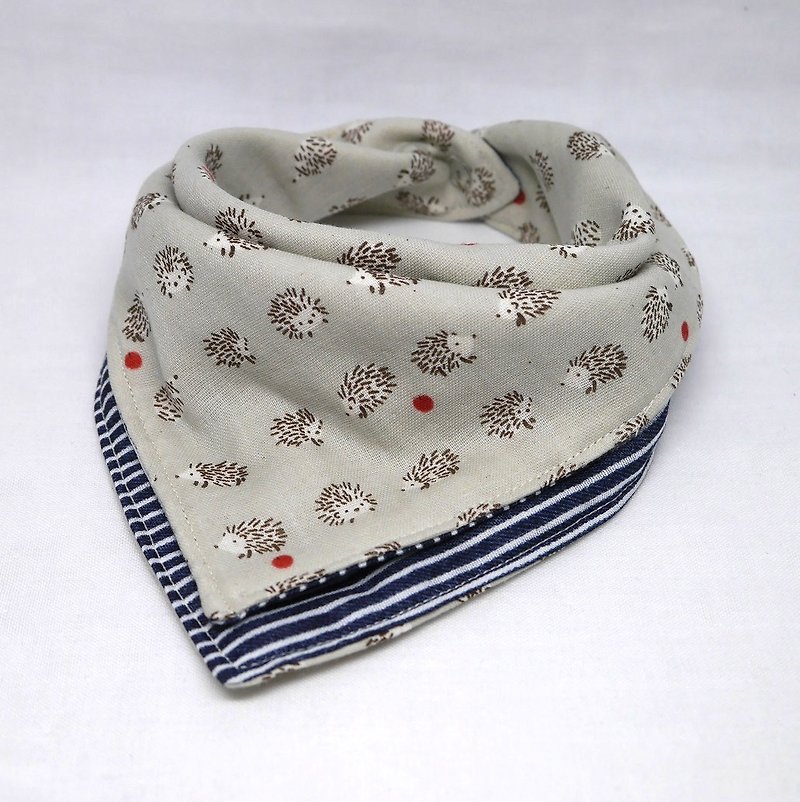 Japanese Handmade 6-layer-gauze Baby Bib - ผ้ากันเปื้อน - ผ้าฝ้าย/ผ้าลินิน สีเทา