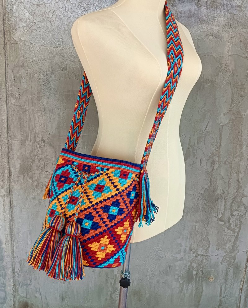 Flower mochila bag,Crossbody bag for women,Handcraft bag,Crochet bag ,Cr - 側背包/斜背包 - 棉．麻 