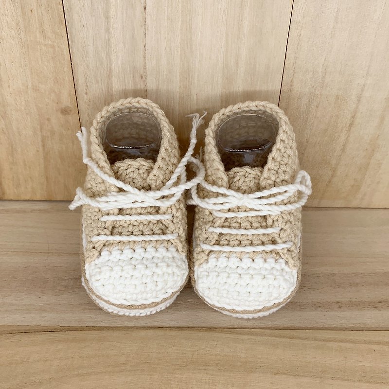 Stylish Baby Sneaker - Latte Cotton Crochet Shoes - Handmade Toddler Booties - Kids' Shoes - Cotton & Hemp Brown