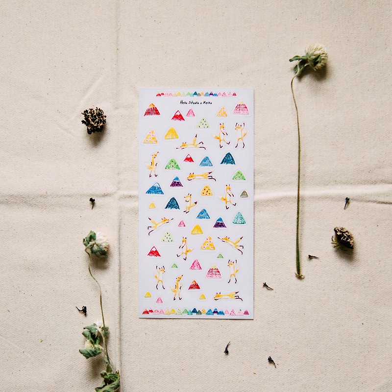 Little fox and rainbow mountain │ transparent sticker - Stickers - Paper Transparent